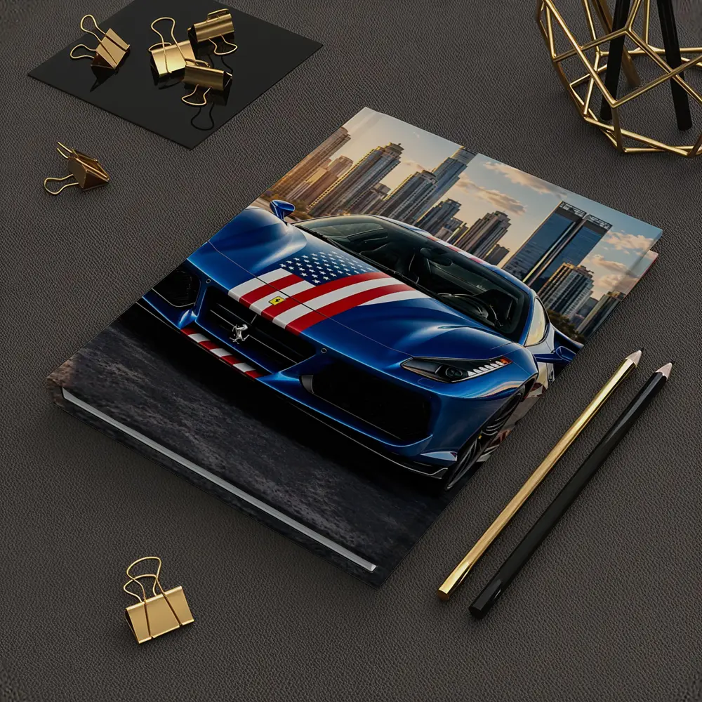 Ferrari 488 GTB American Flag City Skyline – Notebooks