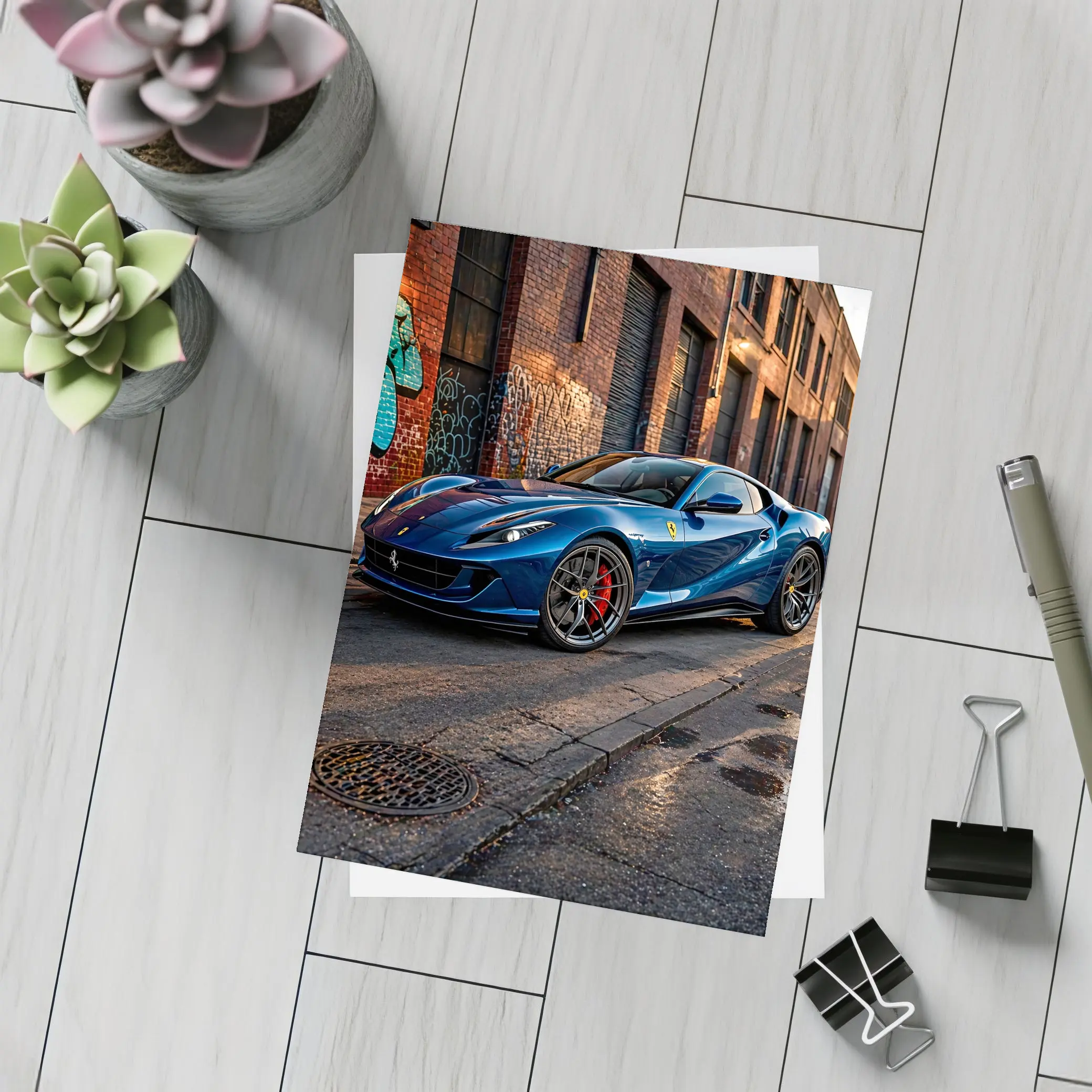 Ferrari 812 Superfast Blue Urban Street – Postcards