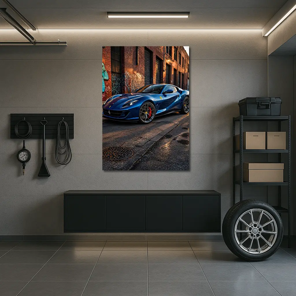 Ferrari 812 Superfast Blue Urban Street – Wall Art