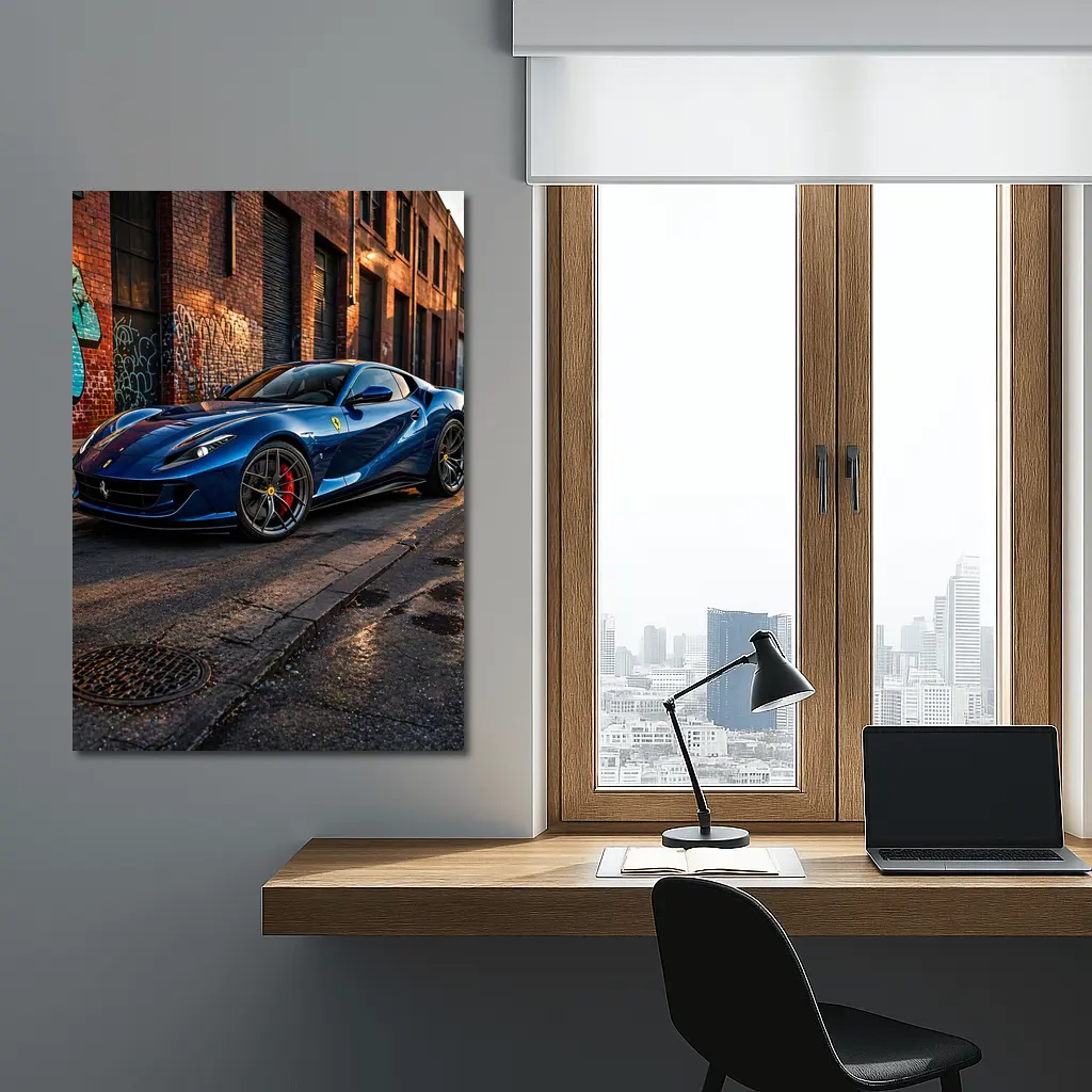 Ferrari 812 Superfast Blue Urban Street – Wall Art