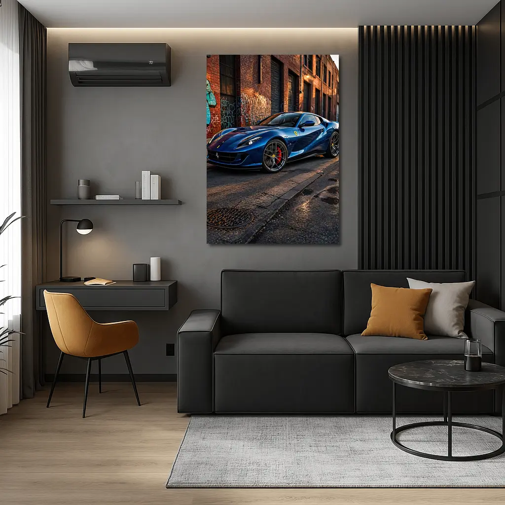 Ferrari 812 Superfast Blue Urban Street – Wall Art