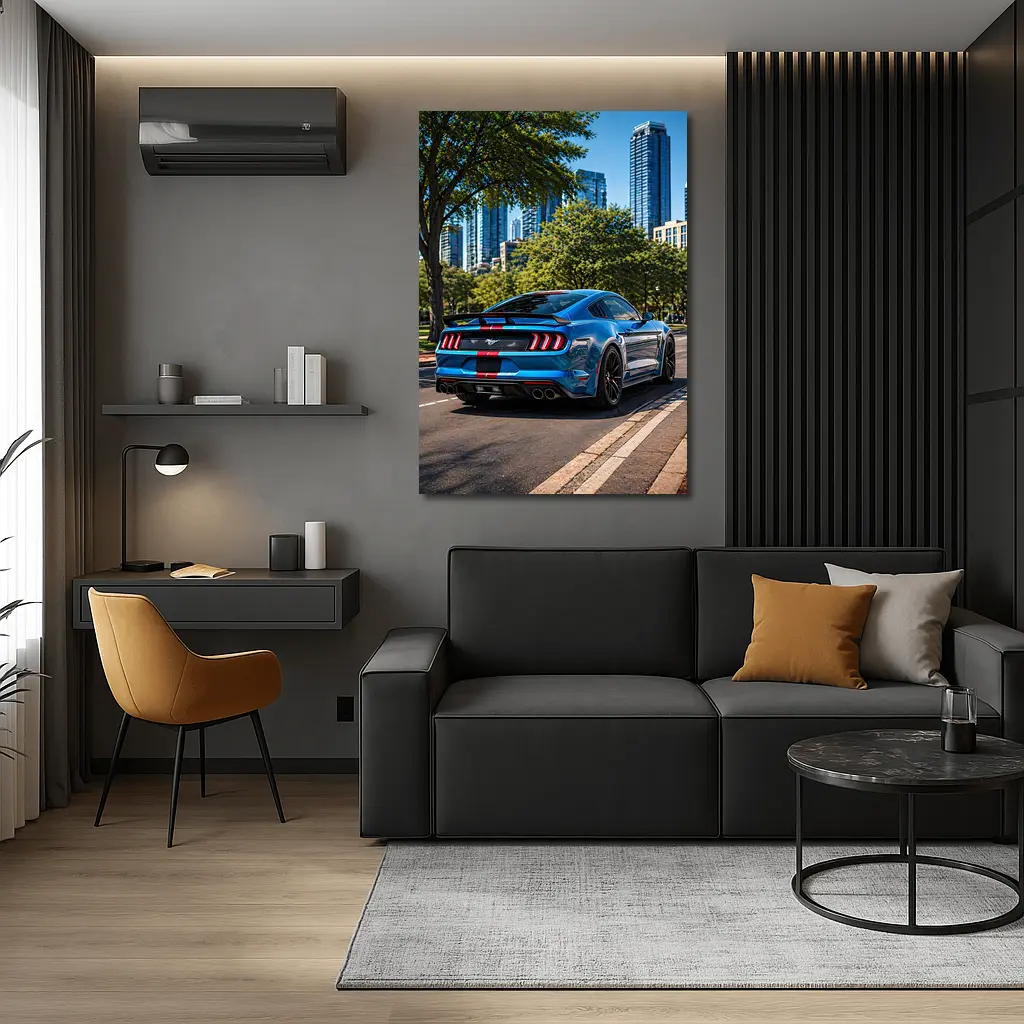 Blue Ford Mustang GT City Street – Wall Art