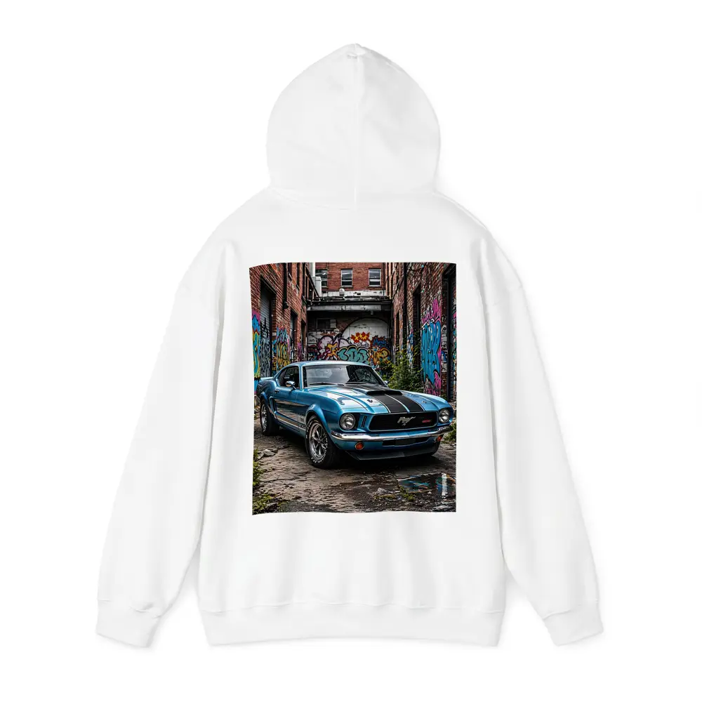 Ford Mustang Classic Blue Urban Graffiti Alley – Hoodies