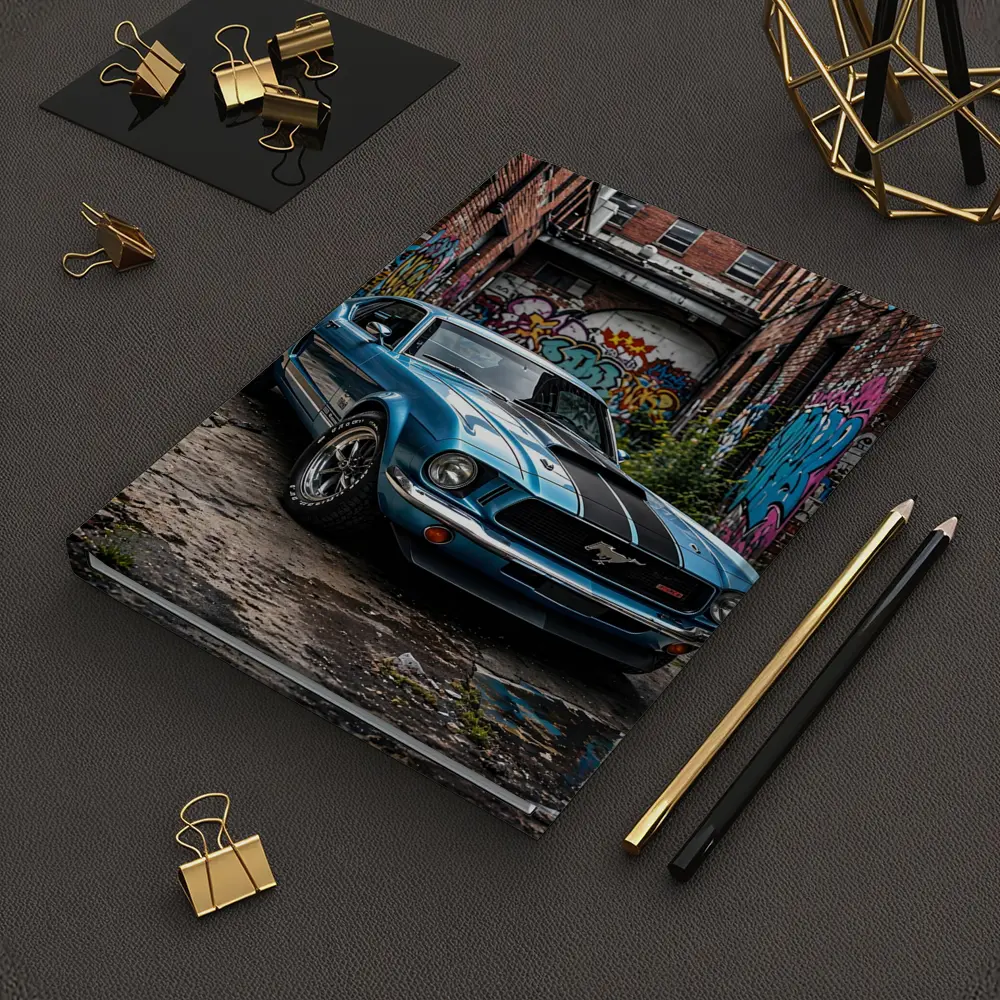 Ford Mustang Classic Blue Urban Graffiti Alley – Notebooks