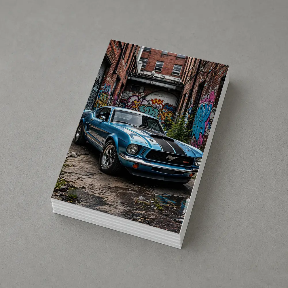 Ford Mustang Classic Blue Urban Graffiti Alley – Postcards