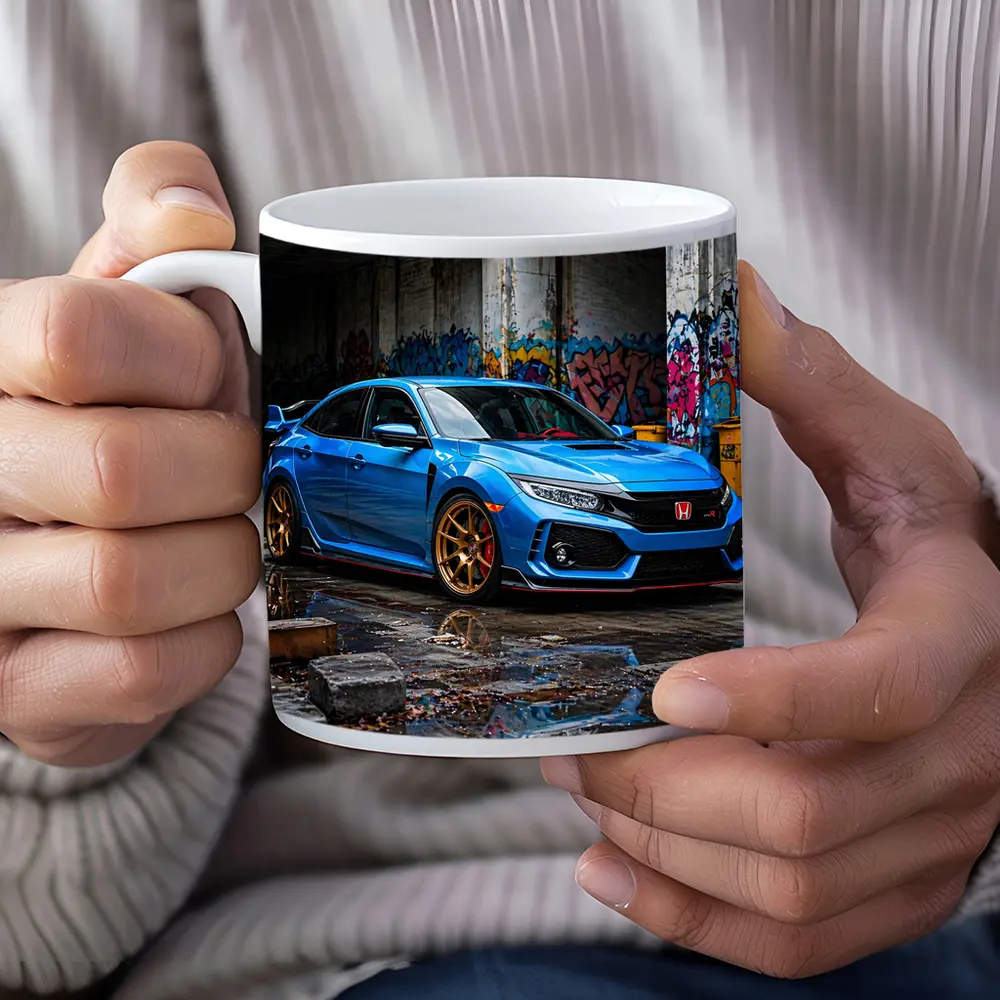 Honda Civic Type R Blue Urban Setting – Mugs