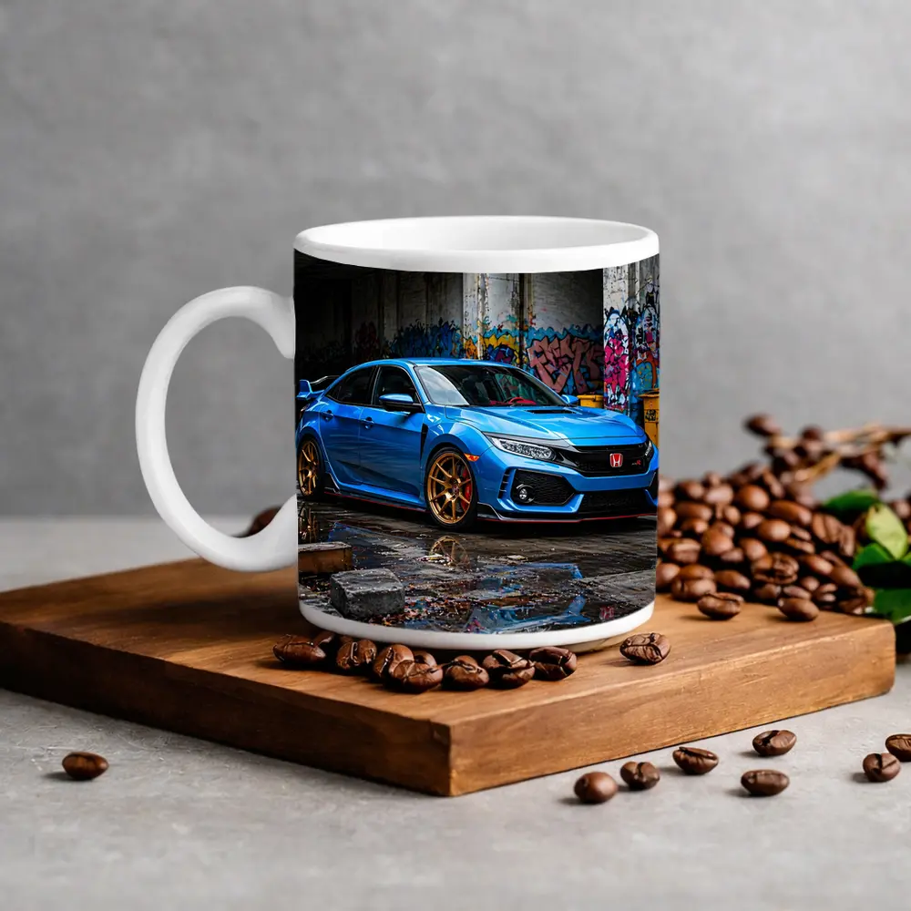 Honda Civic Type R Blue Urban Setting – Mugs