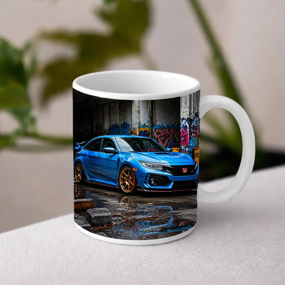 Honda Civic Type R Blue Urban Setting – Mugs
