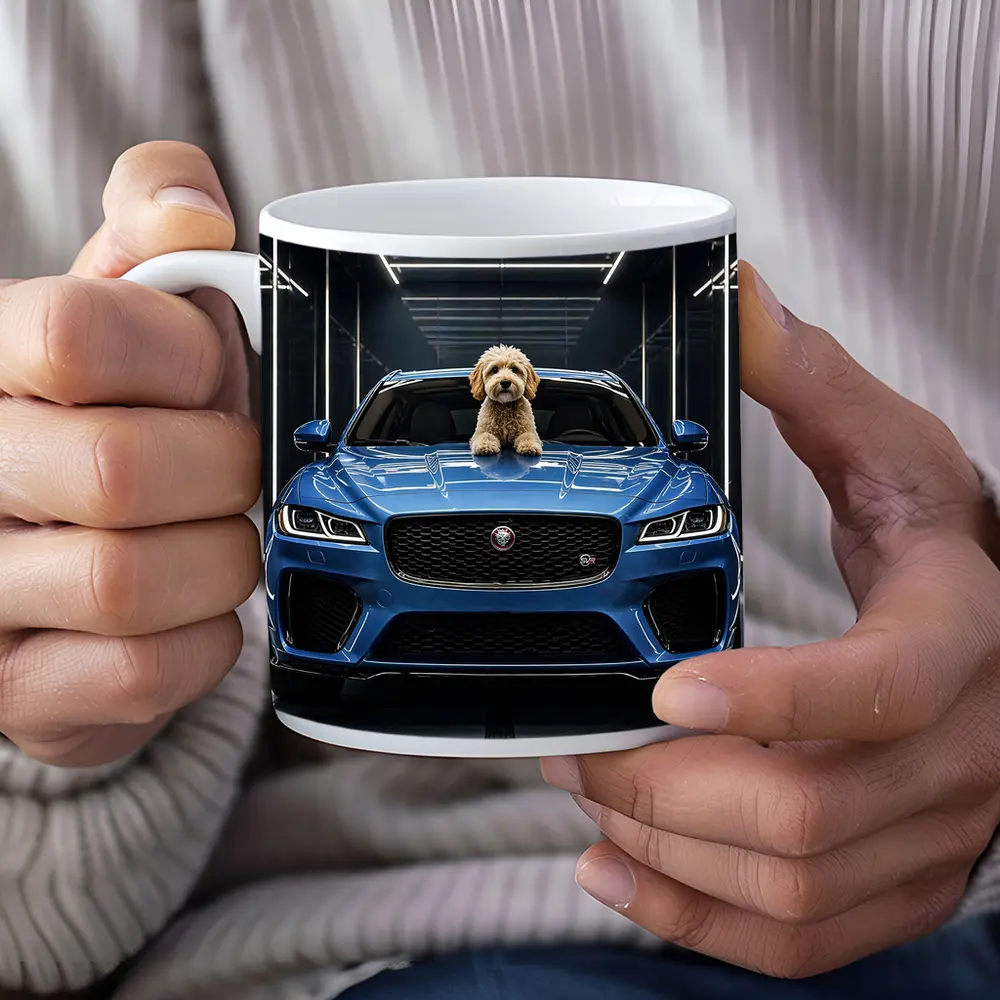 Blue Jaguar F-Pace SVR Dog Garage – Mugs