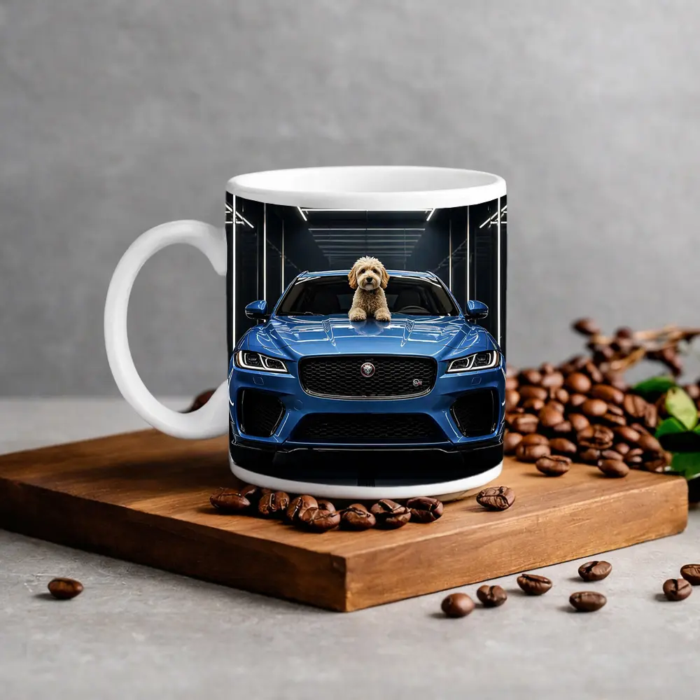 Blue Jaguar F-Pace SVR Dog Garage – Mugs