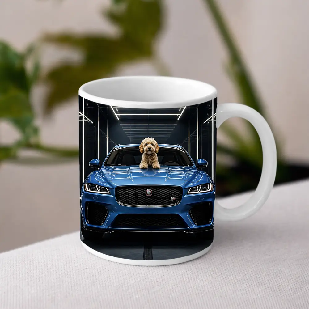 Blue Jaguar F-Pace SVR Dog Garage – Mugs