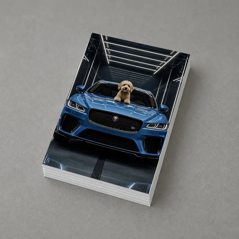 Blue Jaguar F-Pace SVR Dog Garage – Postcards
