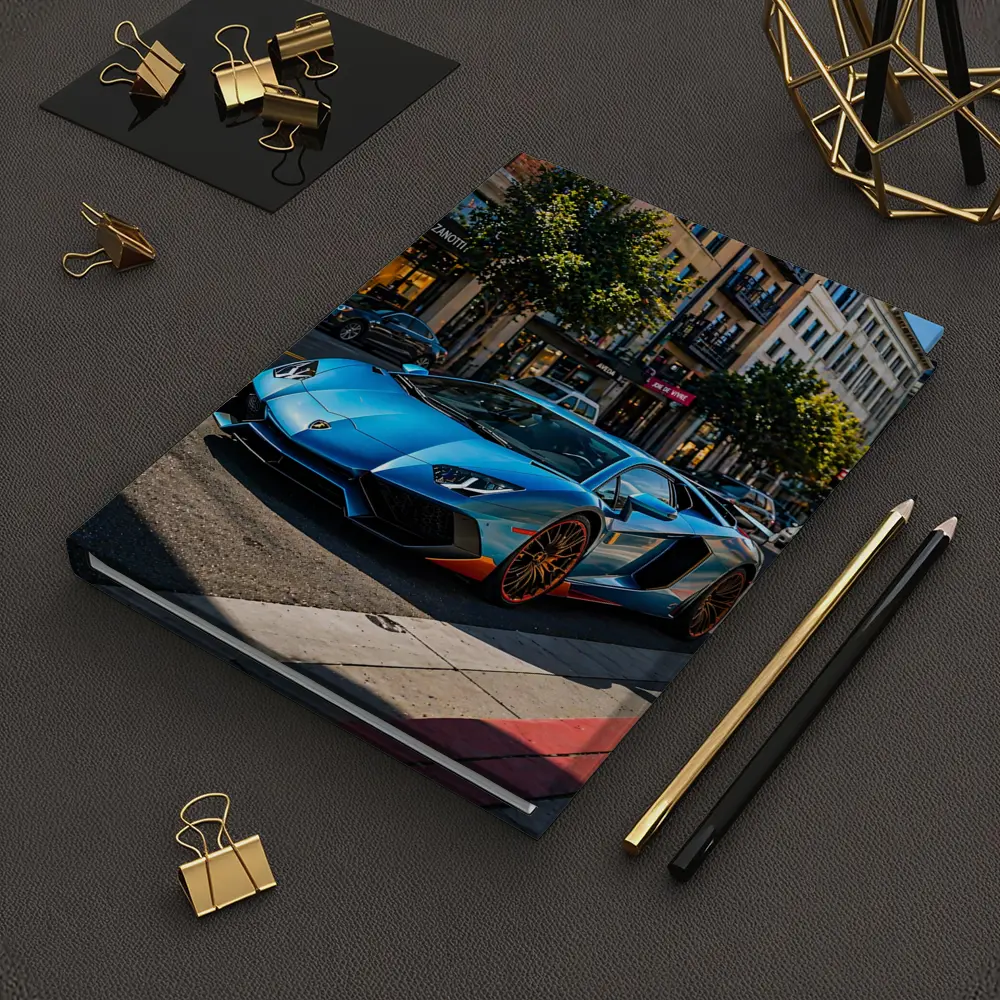 Blue Lamborghini Aventador City Street Scene – Notebooks