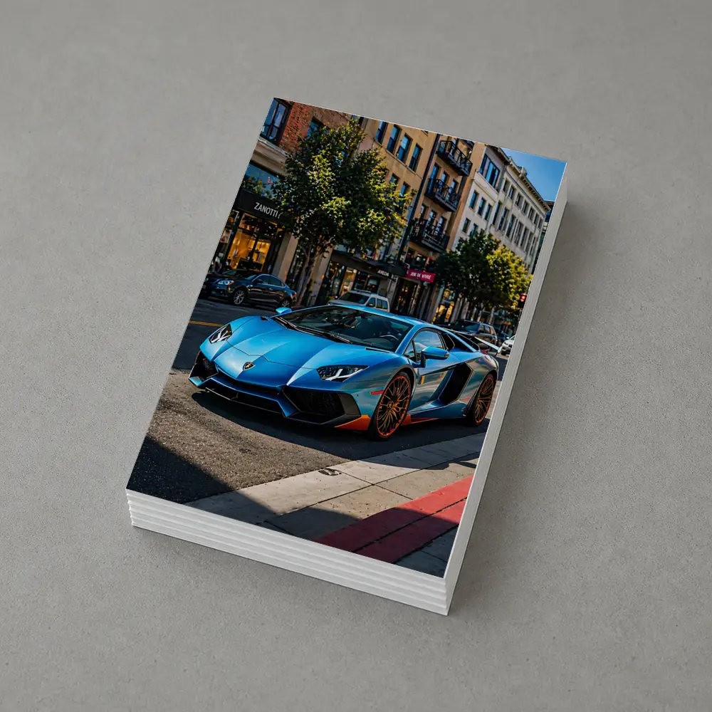 Blue Lamborghini Aventador City Street Scene – Postcards