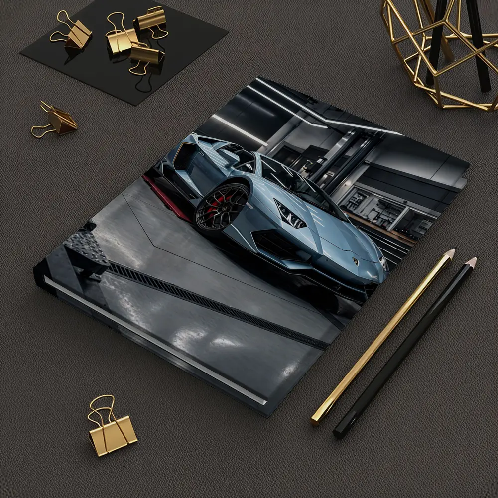 Lamborghini Aventador Silver Inside Dark Garage – Notebooks