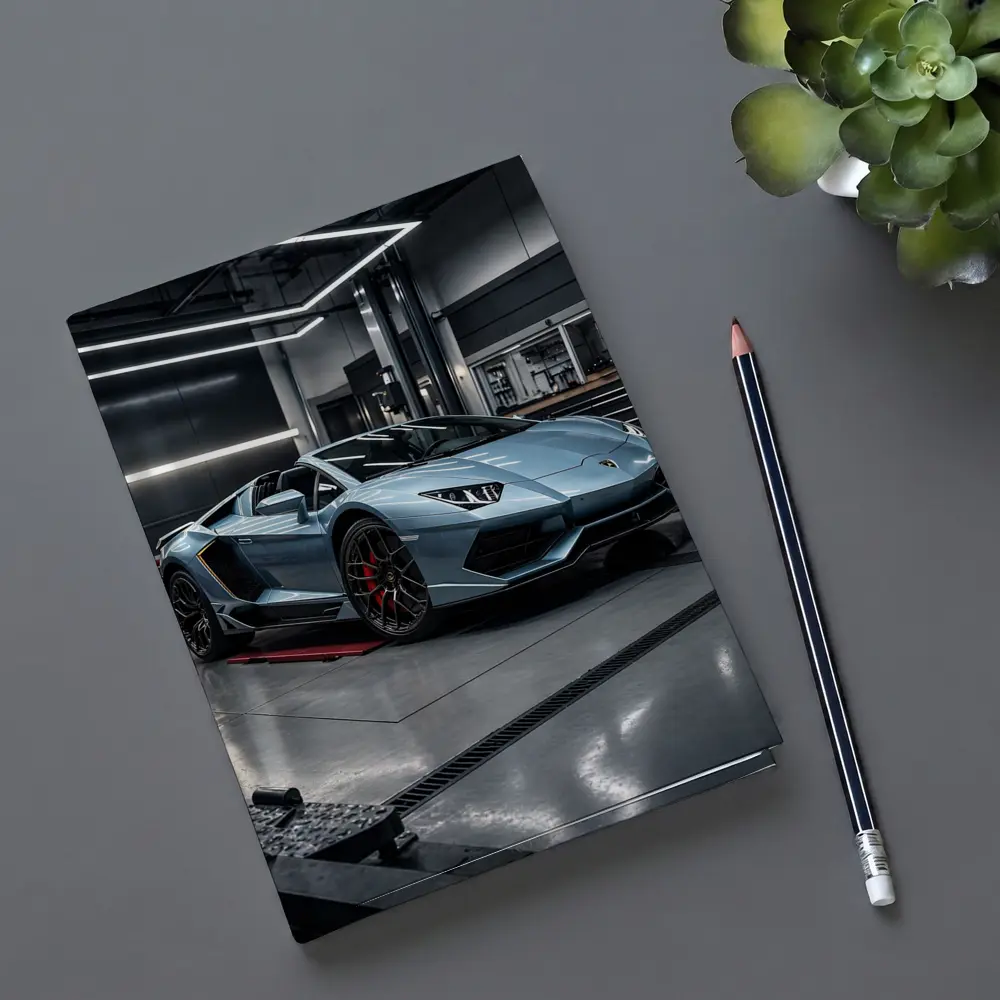 Lamborghini Aventador Silver Inside Dark Garage – Notebooks