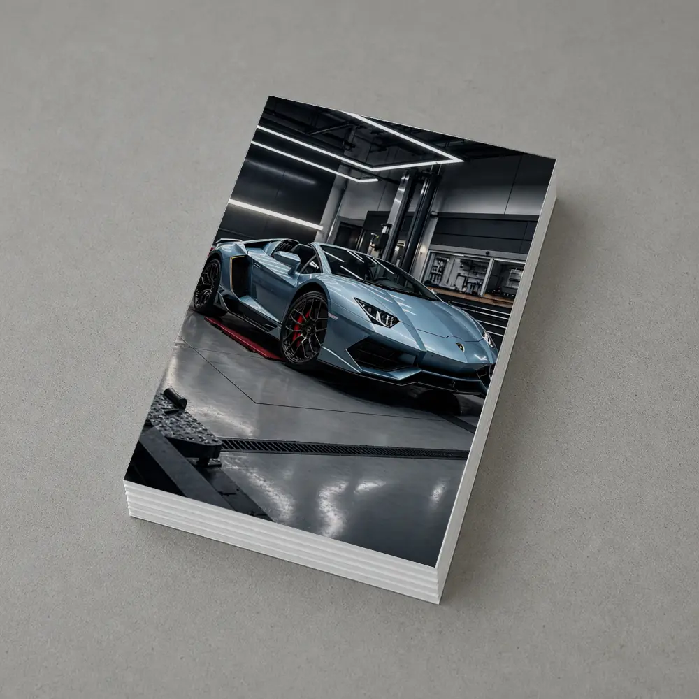 Lamborghini Aventador Silver Inside Dark Garage – Postcards