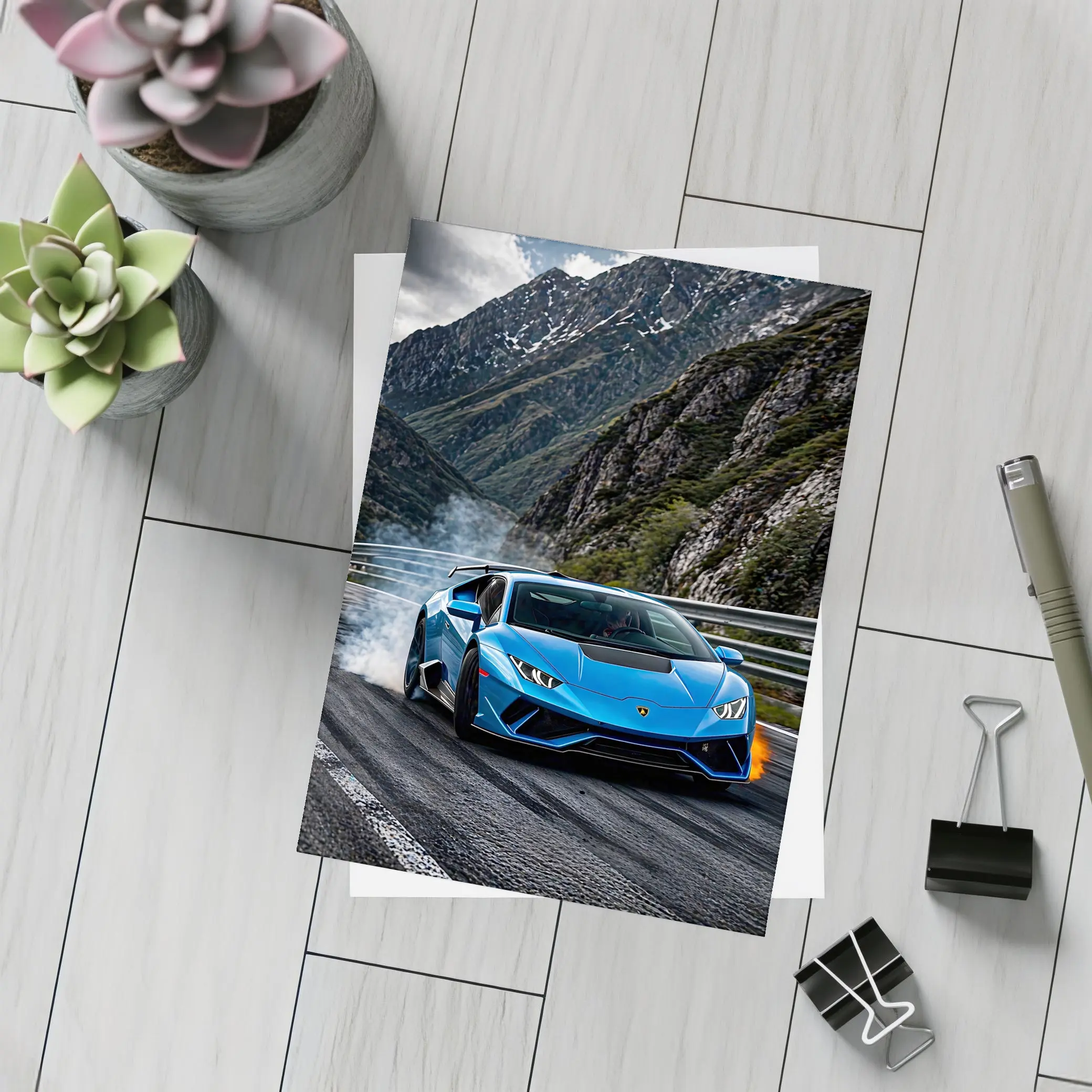 Lamborghini Huracan Blue Mountain Road Drift – Postcards