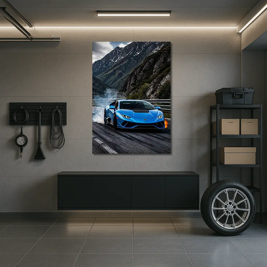 Lamborghini Huracan Blue Mountain Road Drift – Wall Art