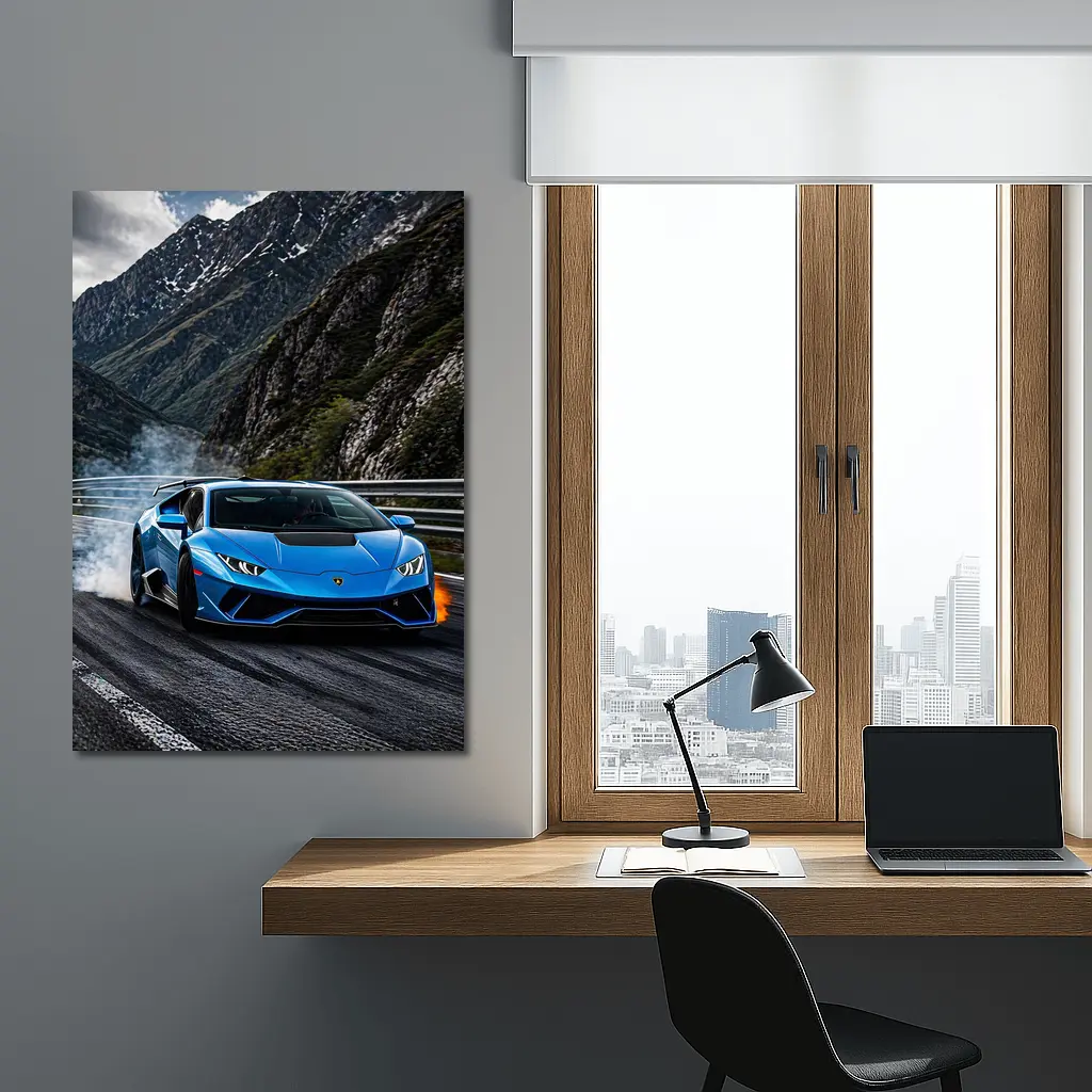 Lamborghini Huracan Blue Mountain Road Drift – Wall Art