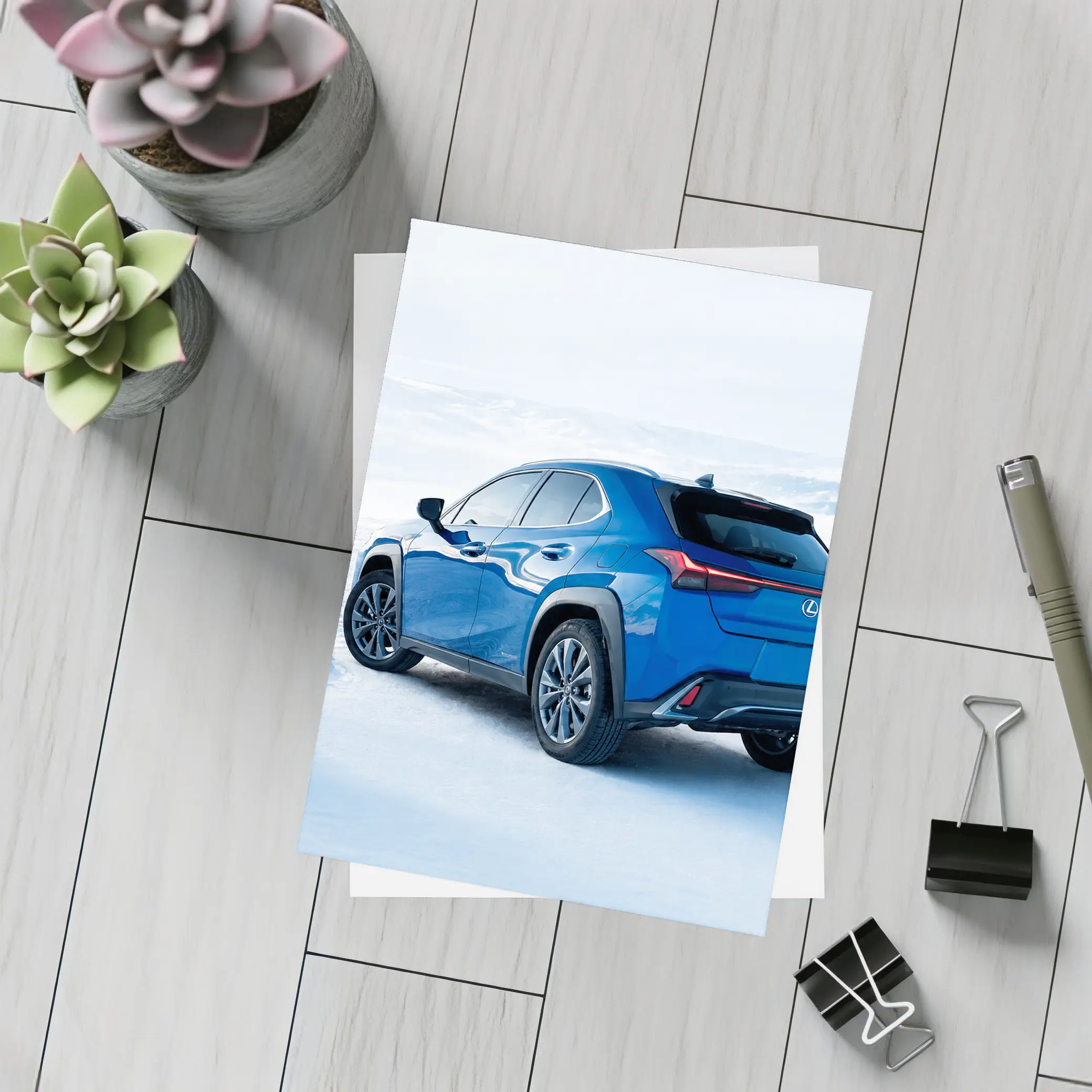 Lexus UX Blue SUV Winter Snow Landscape – Postcards