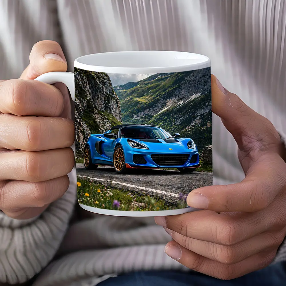 Lotus Elise Blue Sports Car Mountain Road – Mugs