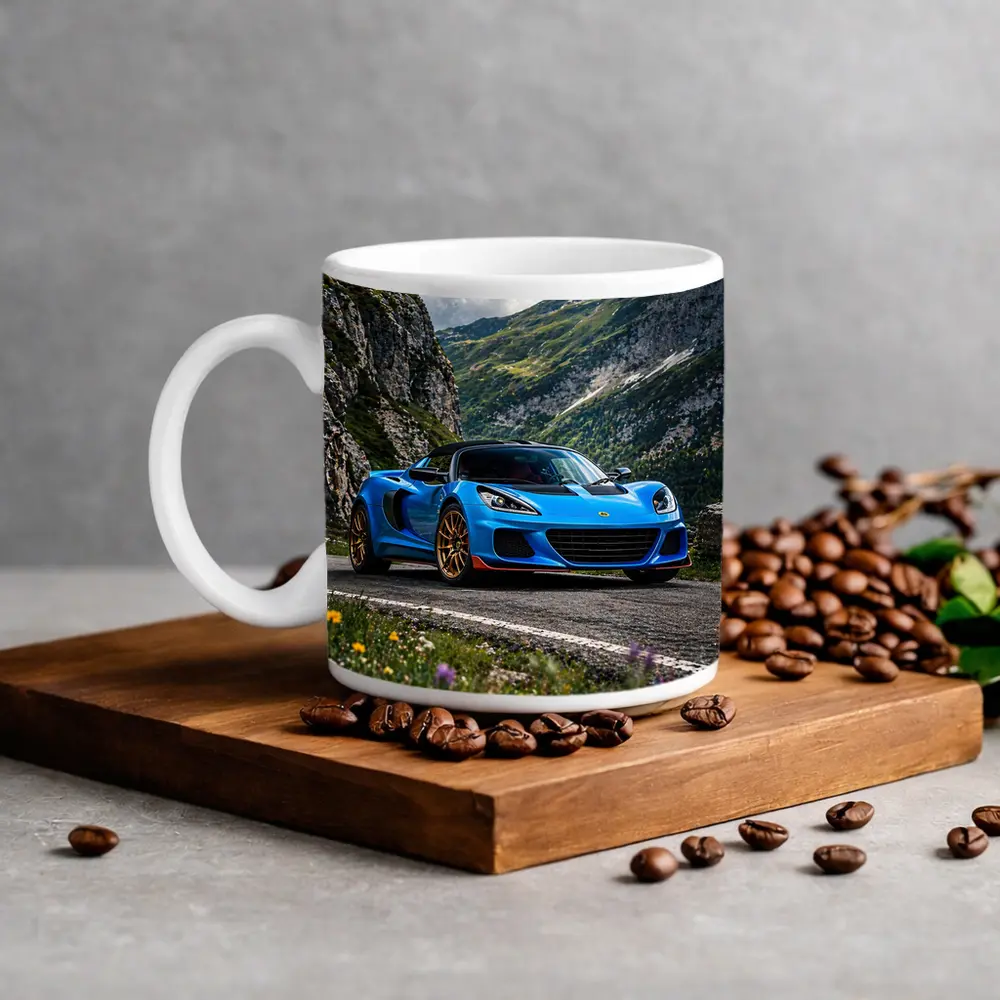Lotus Elise Blue Sports Car Mountain Road – Mugs
