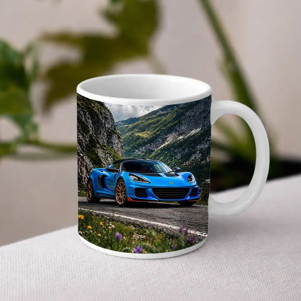 Lotus Elise Blue Sports Car Mountain Road – Mugs
