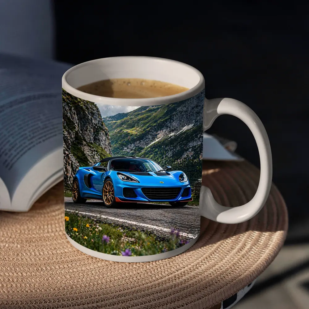 Lotus Elise Blue Sports Car Mountain Road – Mugs
