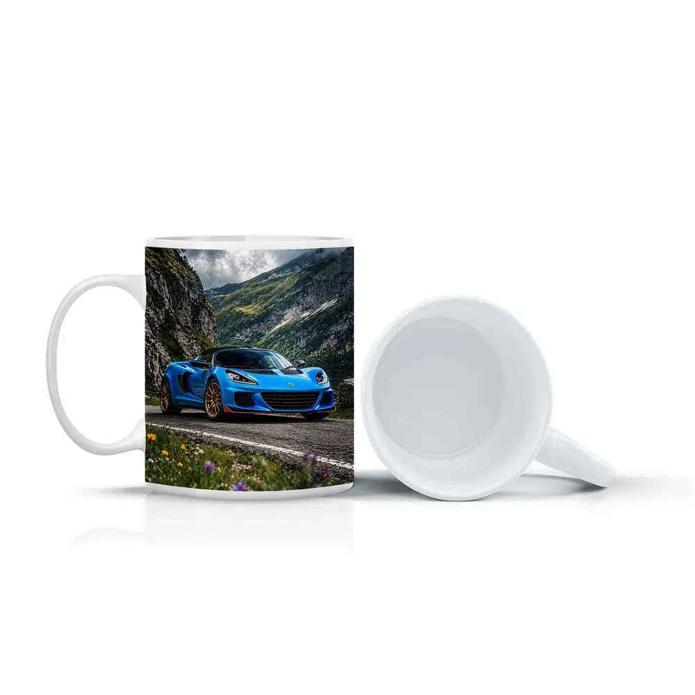 Lotus Elise Blue Sports Car Mountain Road – Mugs