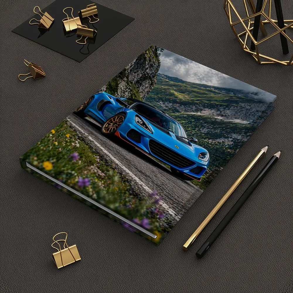 Lotus Elise Blue Sports Car Mountain Road – Notebooks