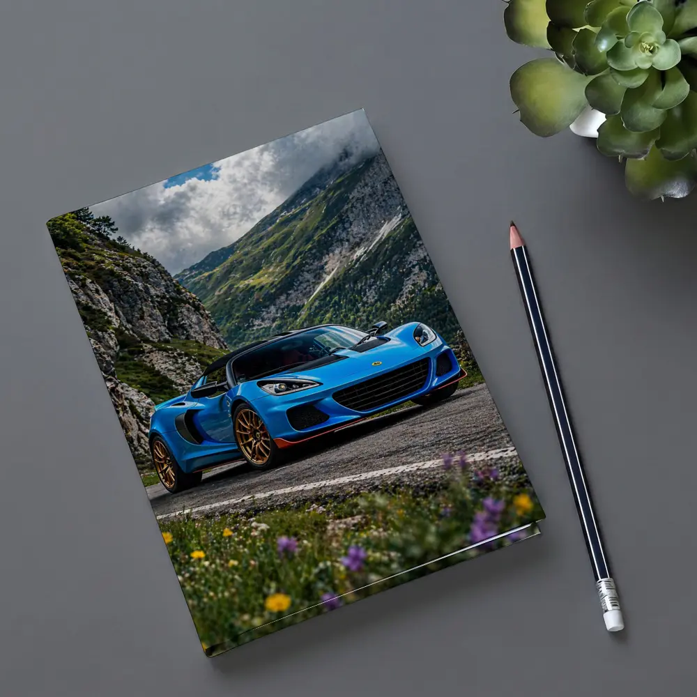 Lotus Elise Blue Sports Car Mountain Road – Notebooks