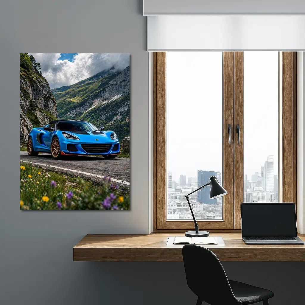Lotus Elise Blue Sports Car Mountain Road – Wall Art