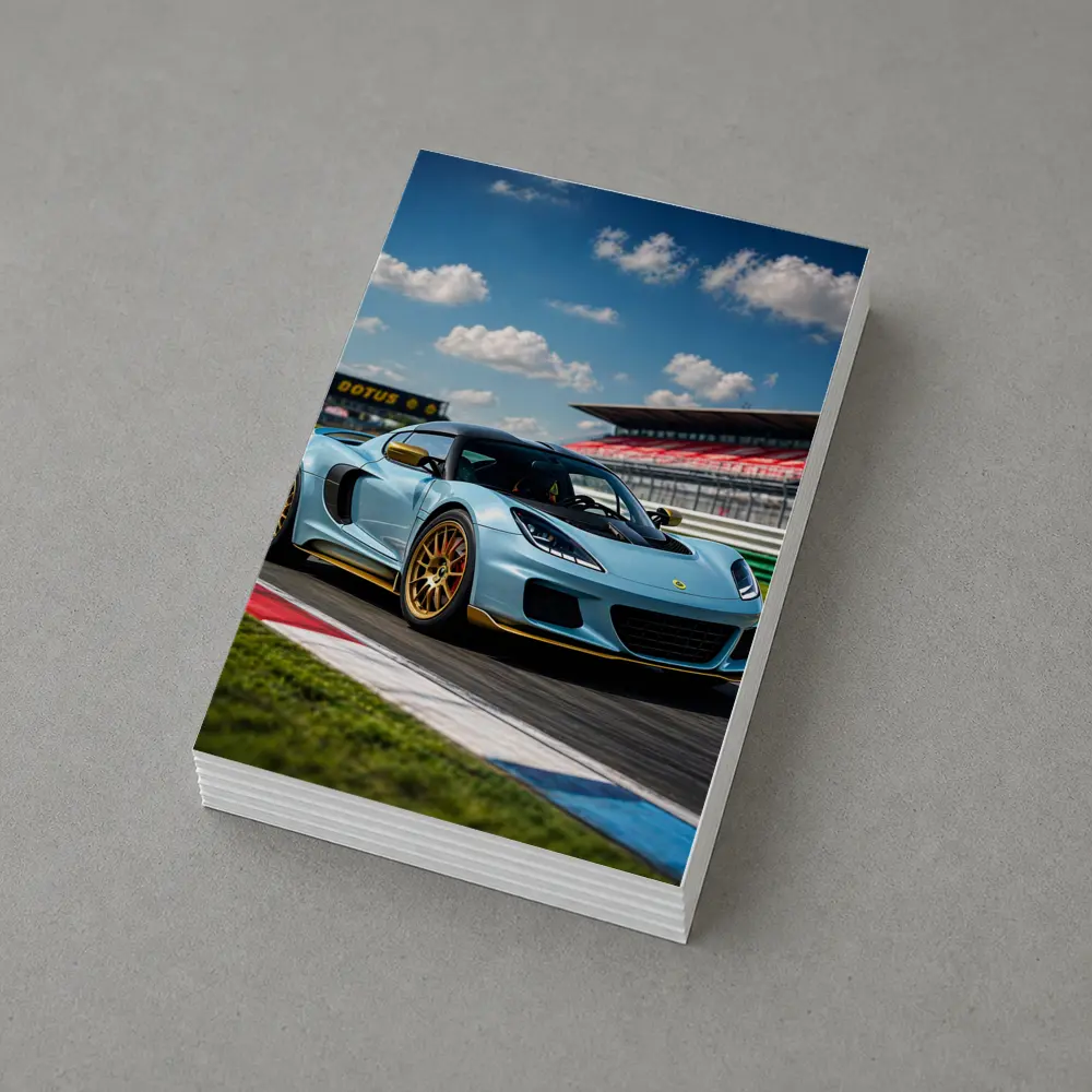 Lotus Emira Light Blue On Racing Track – Postcards