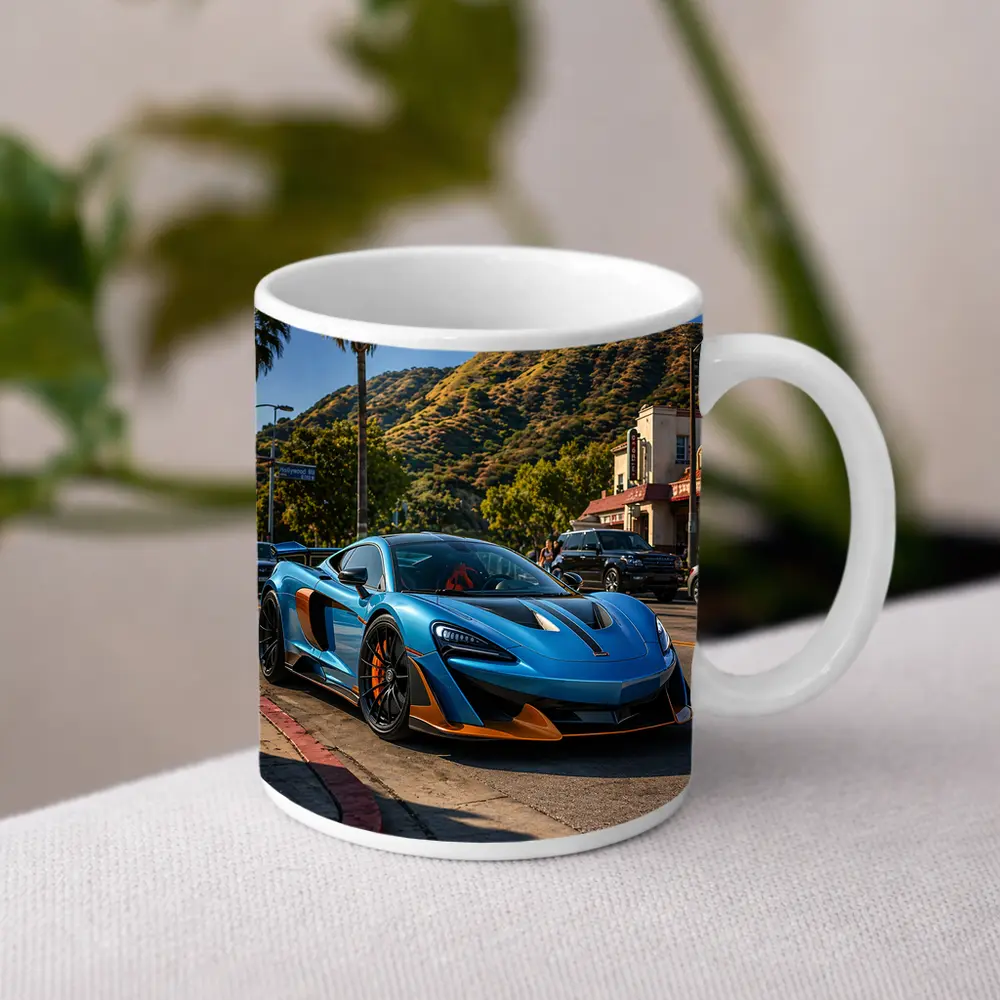 McLaren 600LT Blue Hollywood Hills Los Angeles – Mugs