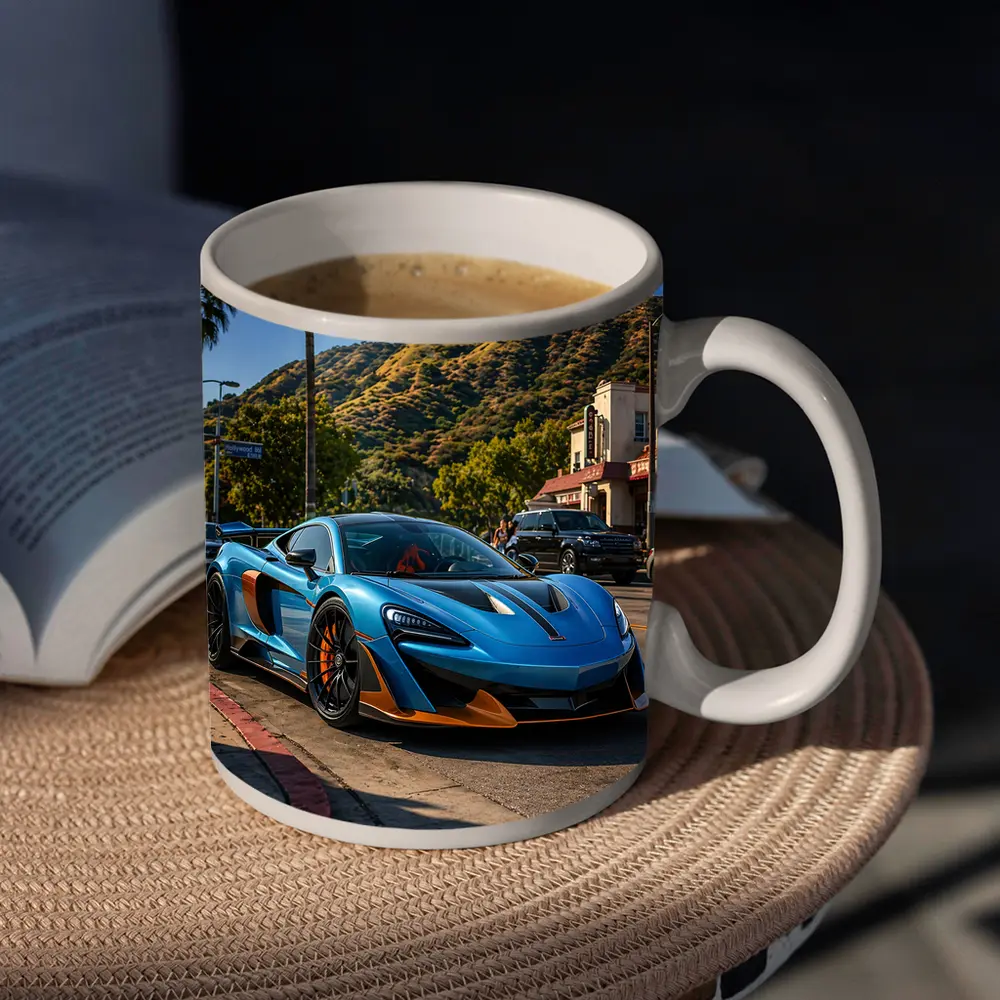 McLaren 600LT Blue Hollywood Hills Los Angeles – Mugs