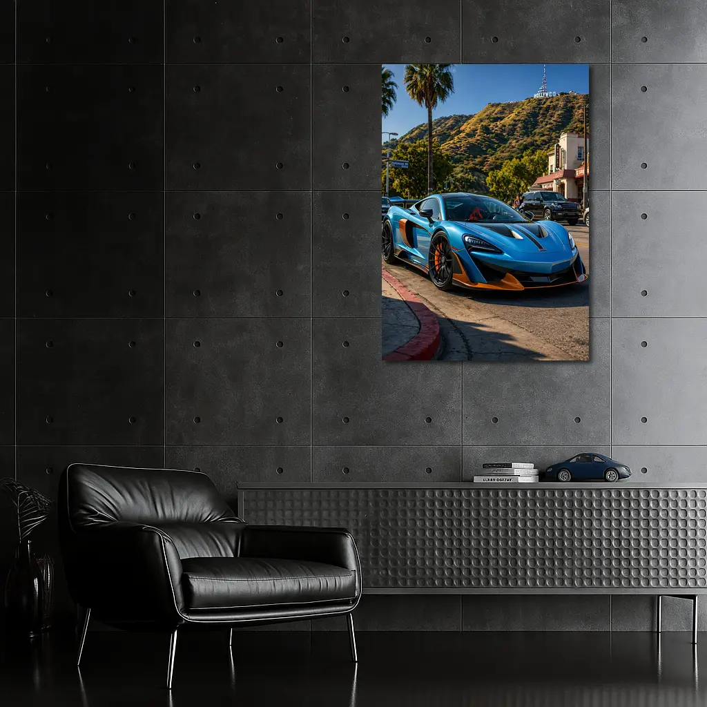 McLaren 600LT Blue Hollywood Hills Los Angeles – Wall Art