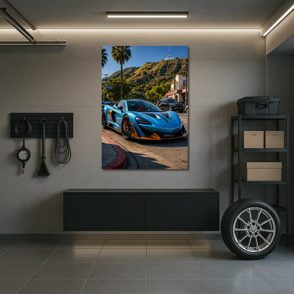 McLaren 600LT Blue Hollywood Hills Los Angeles – Wall Art