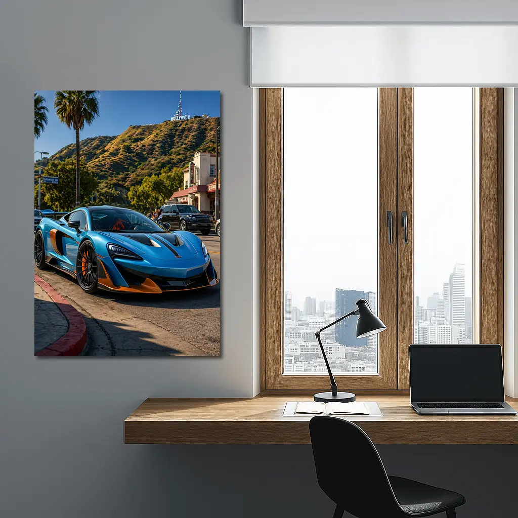 McLaren 600LT Blue Hollywood Hills Los Angeles – Wall Art