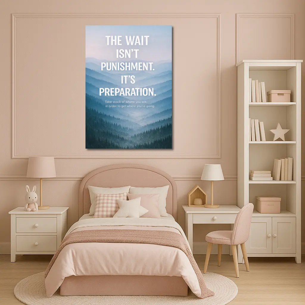 The Wait Is Preparation Misty Mountains Quote – Wall Art