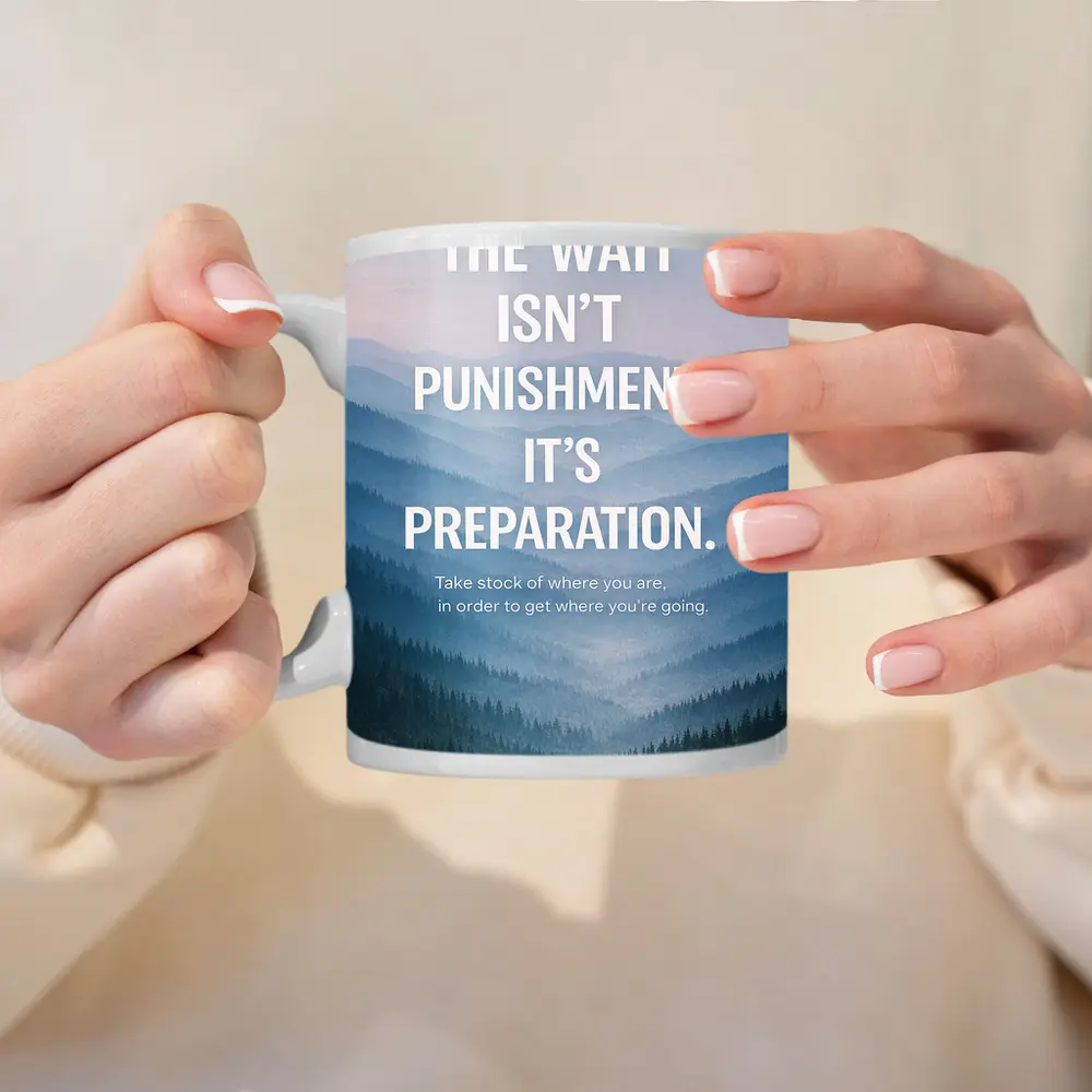 The Wait Is Preparation Misty Mountains Quote – Mugs