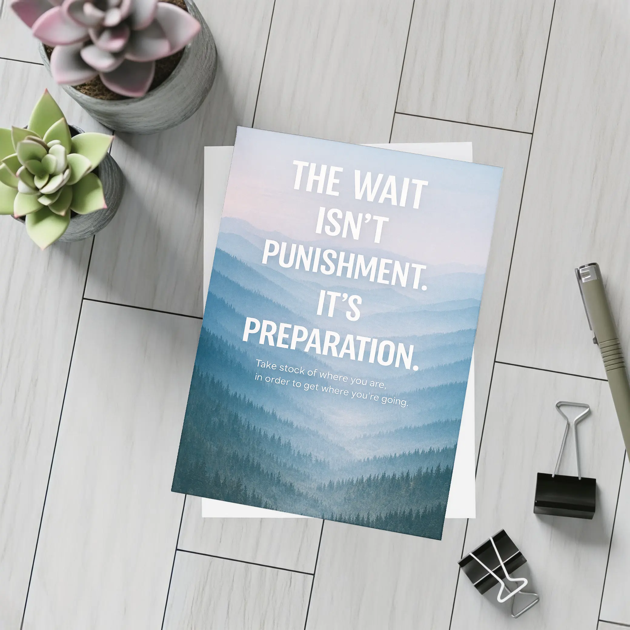The Wait Is Preparation Misty Mountains Quote – Postcards