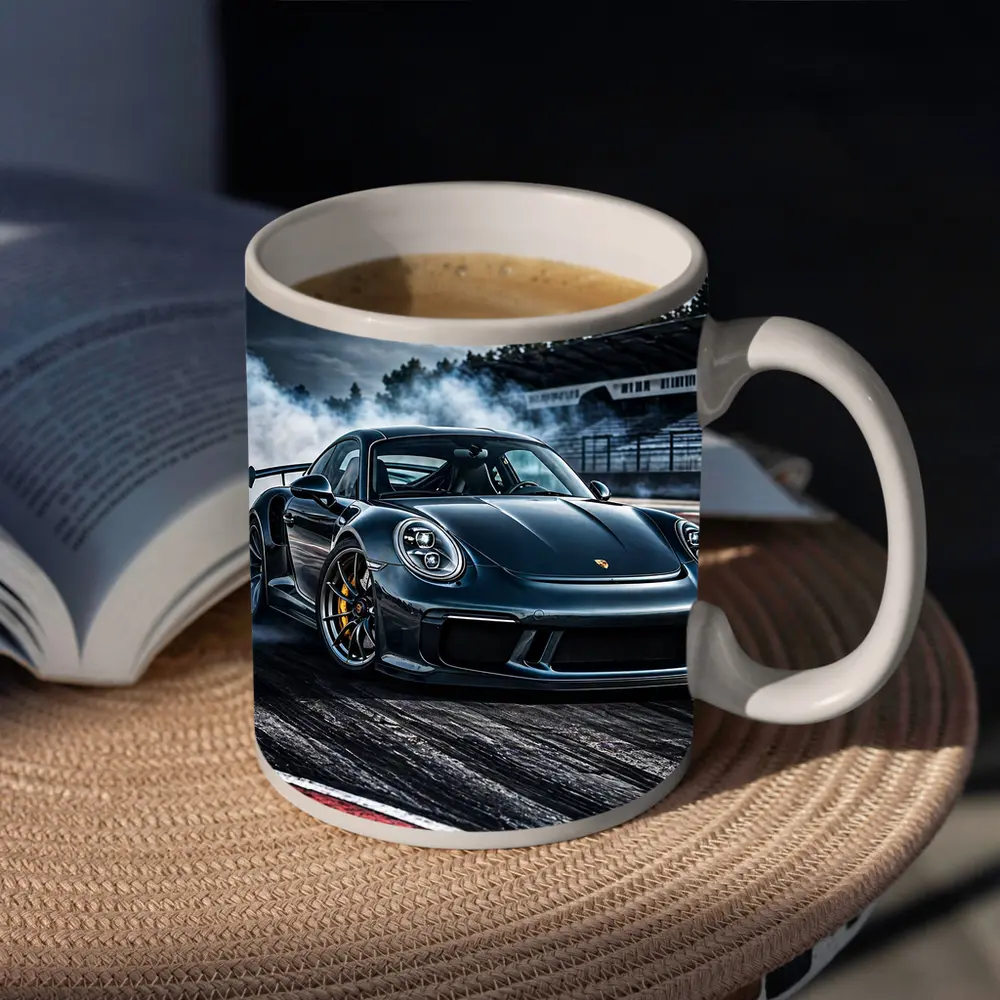 Porsche GT3 RS Drifting On Dark Track – Mugs