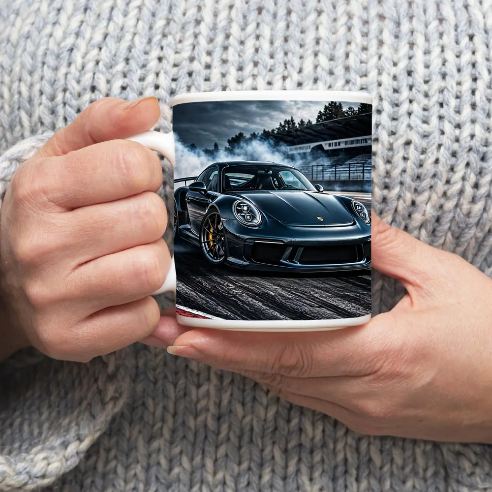 Porsche GT3 RS Drifting On Dark Track – Mugs