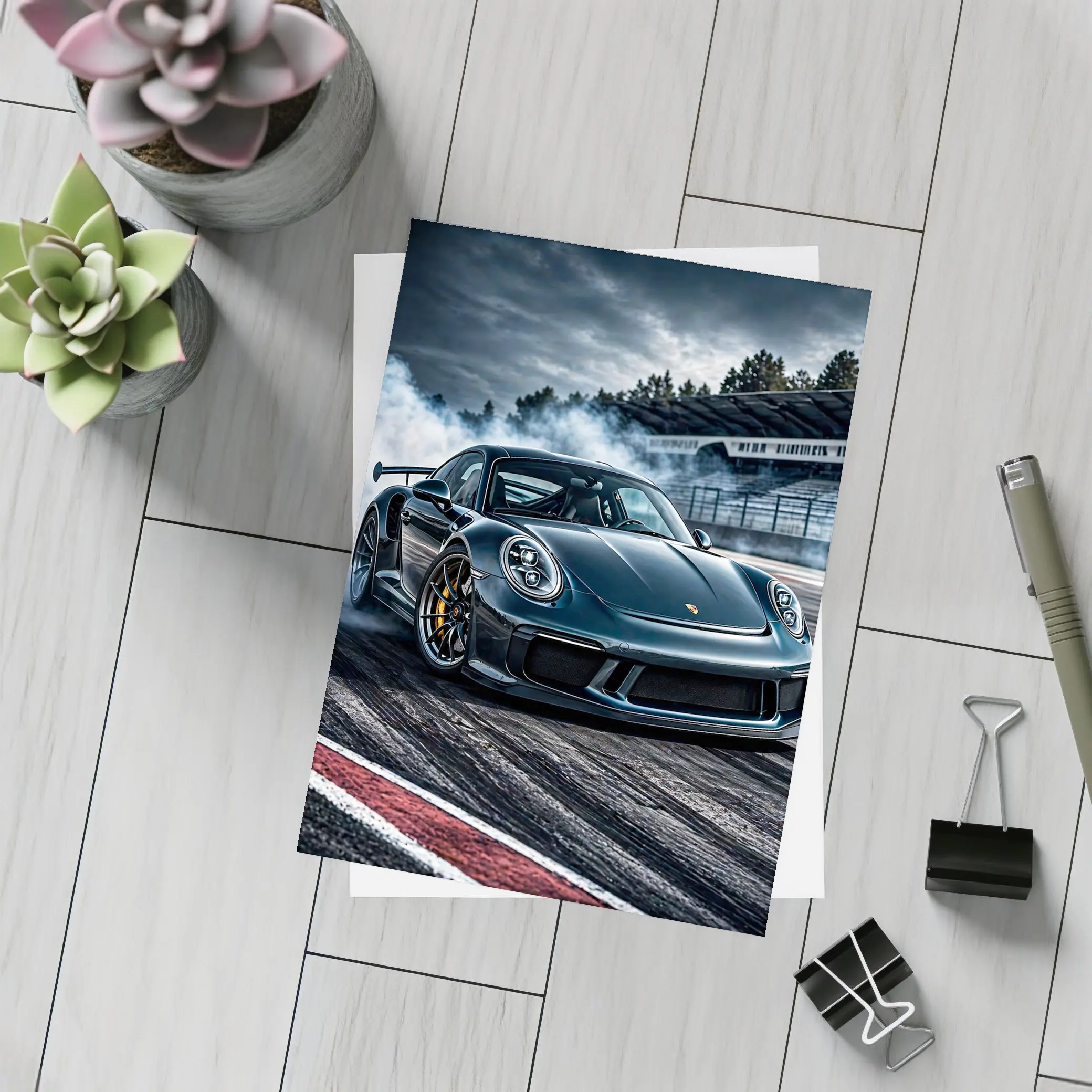 Porsche GT3 RS Drifting On Dark Track – Postcards