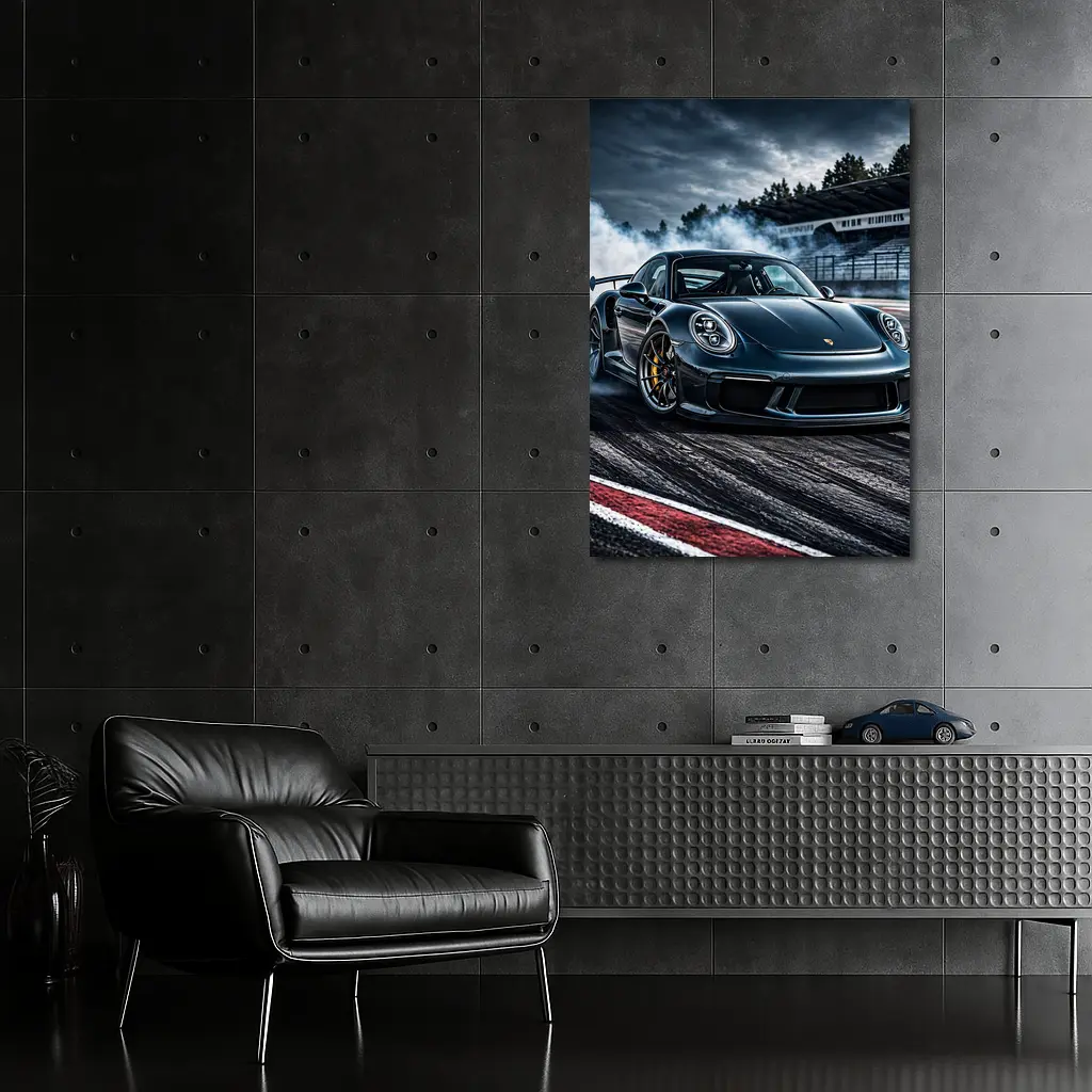 Porsche GT3 RS Drifting On Dark Track – Wall Art
