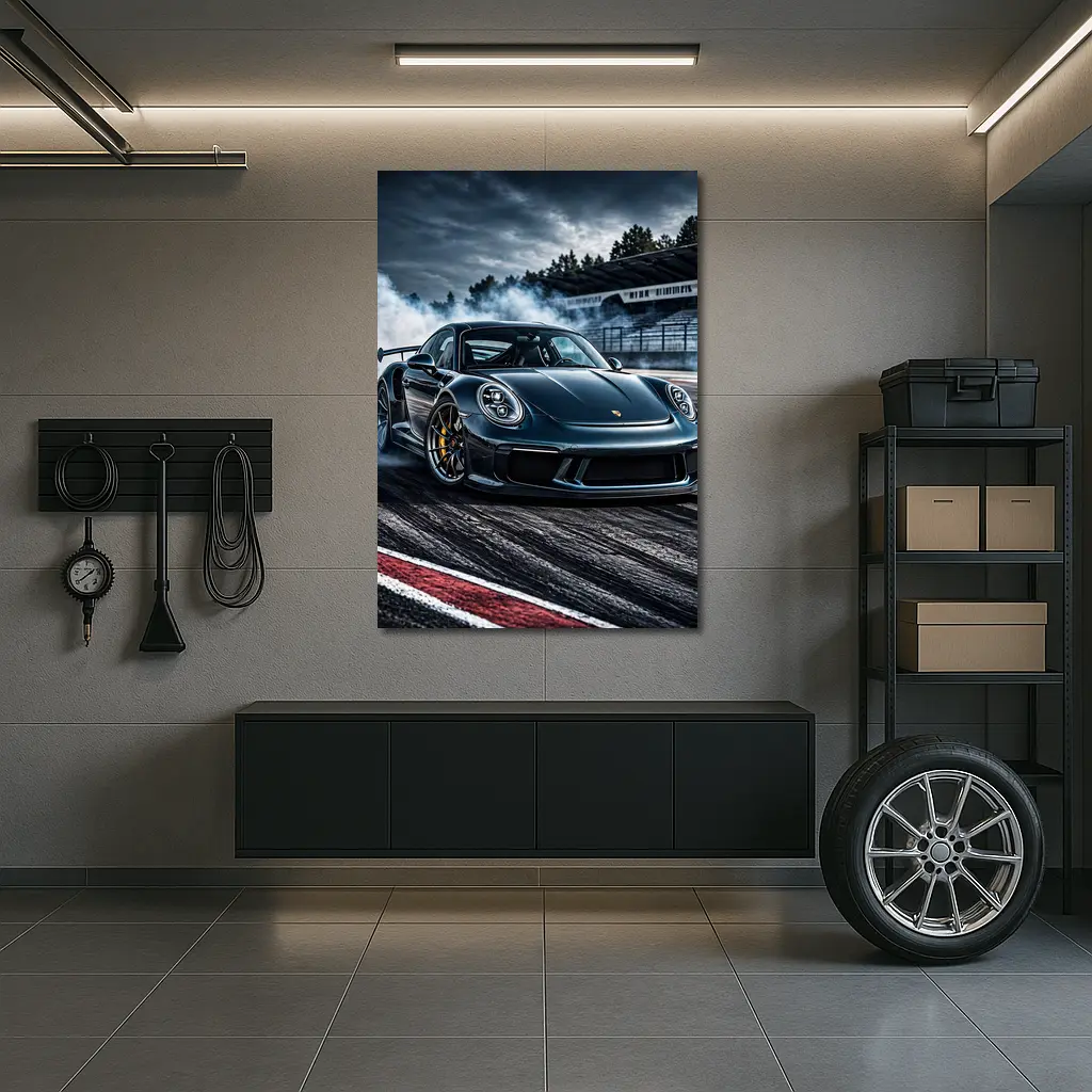 Porsche GT3 RS Drifting On Dark Track – Wall Art