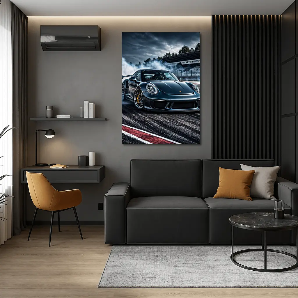 Porsche GT3 RS Drifting On Dark Track – Wall Art