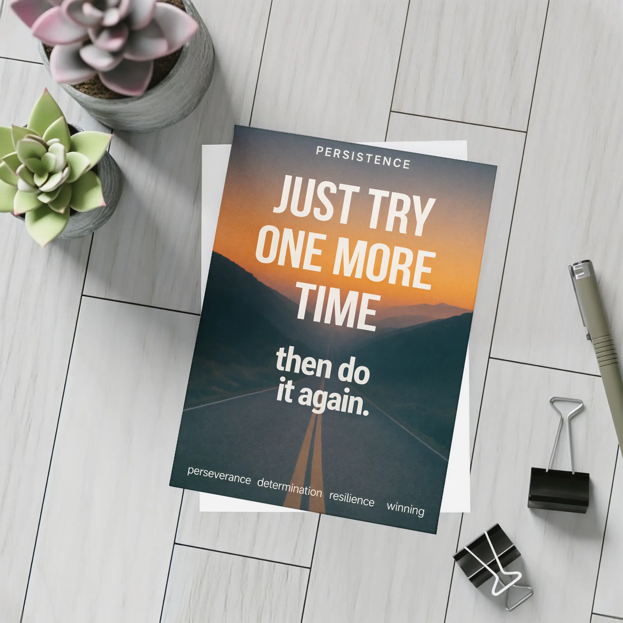 Persistence Just Try One More Time Road – Postcards