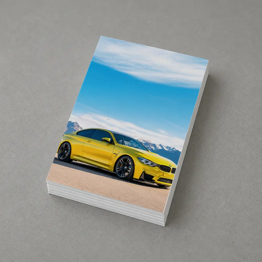 BMW M4 Yellow Parked Mountain Skyline – Postcards